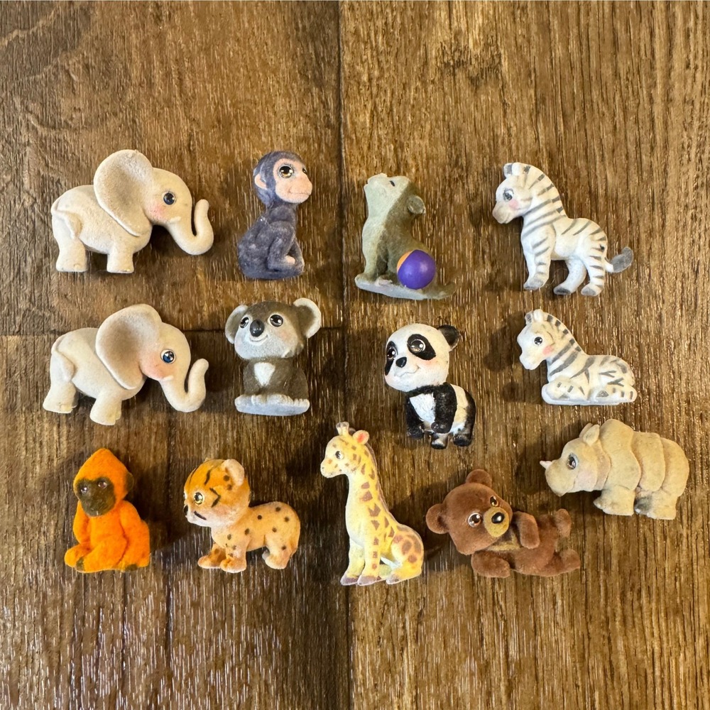 Jungle In My Pocket Flocked Animal Figures Kids Toys Bundle Safari Lot 13 Pieces
